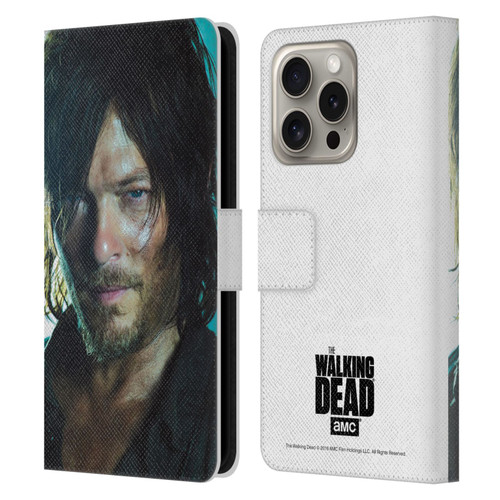 AMC The Walking Dead Characters Daryl Leather Book Wallet Case Cover For Apple iPhone 16 Pro