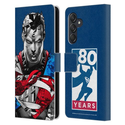 Superman DC Comics 80th Anniversary Collage Leather Book Wallet Case Cover For Samsung Galaxy M55 5G