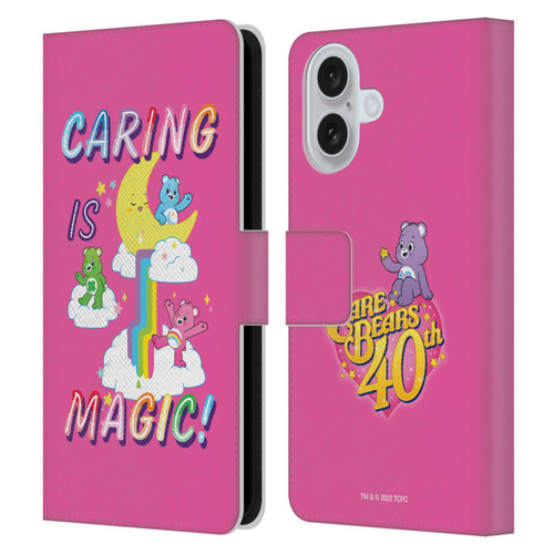 Care Bears 40th Anniversary Caring Is Magic Leather Book Wallet Case Cover For Apple iPhone 16