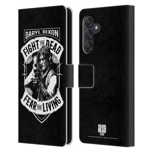 AMC The Walking Dead Daryl Dixon Biker Art RPG Black White Leather Book Wallet Case Cover For Samsung Galaxy M55 5G