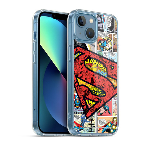 Superman DC Comics Comicbook Art Oversized Logo Soft Gel Case for Apple iPhone 13 Mini & MagSafe