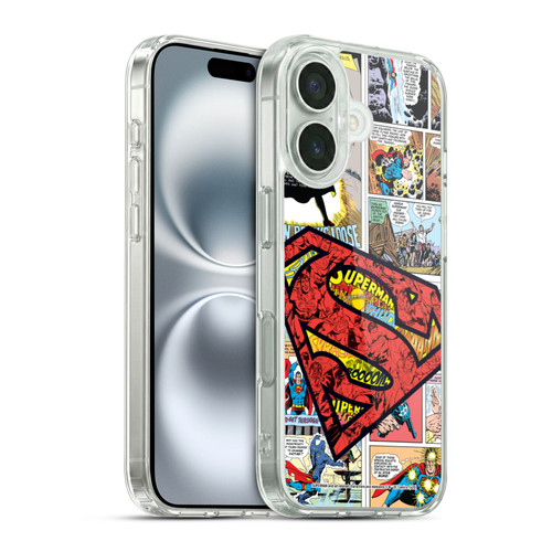 Superman DC Comics Comicbook Art Oversized Logo Soft Gel Case for Apple iPhone 16 & MagSafe