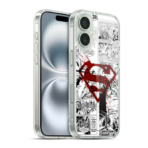 Superman DC Comics Comicbook Art Red Logo Splatter Soft Gel Case for Apple iPhone 16 & MagSafe
