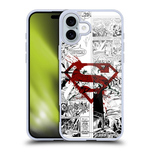 Superman DC Comics Comicbook Art Red Logo Splatter Soft Gel Case for Apple iPhone 16 Plus & MagSafe