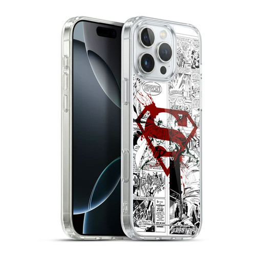 Superman DC Comics Comicbook Art Red Logo Splatter Soft Gel Case for Apple iPhone 16 Pro Max & MagSafe