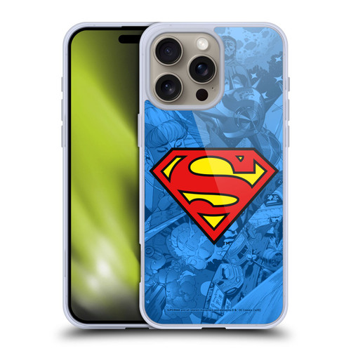 Superman DC Comics Comicbook Art Collage Soft Gel Case for Apple iPhone 16 Pro Max
