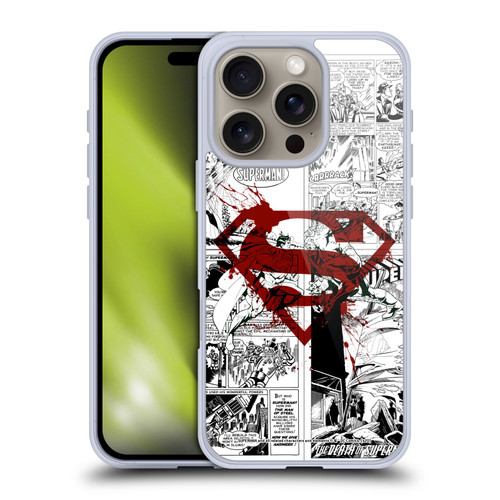 Superman DC Comics Comicbook Art Red Logo Splatter Soft Gel Case for Apple iPhone 16 Pro & MagSafe