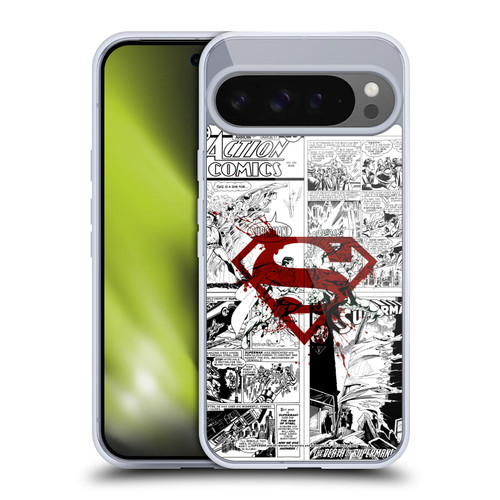Superman DC Comics Comicbook Art Red Logo Splatter Soft Gel Case for Google Pixel 9 Pro XL