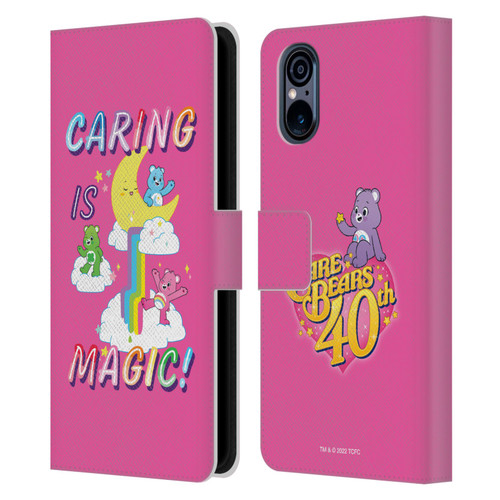 Care Bears 40th Anniversary Caring Is Magic Leather Book Wallet Case Cover For Sony Xperia 5 V 5G