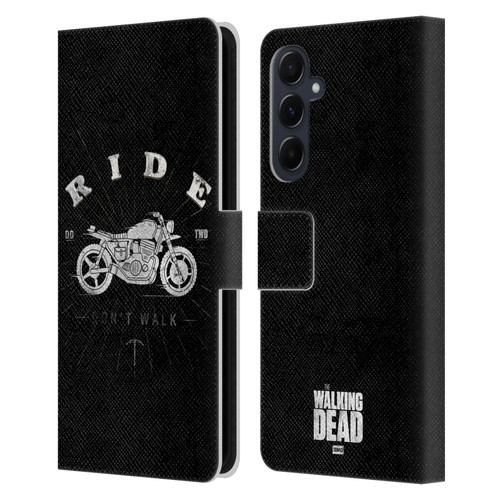 AMC The Walking Dead Daryl Dixon Iconic Ride Don't Walk Leather Book Wallet Case Cover For Samsung Galaxy A55 5G