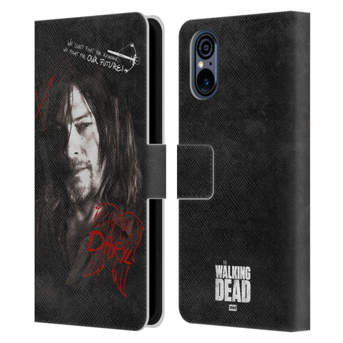 AMC The Walking Dead Daryl Dixon Iconic Grafitti Leather Book Wallet Case Cover For Sony Xperia 5 V 5G