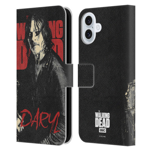 AMC The Walking Dead Season 10 Character Portraits Daryl Leather Book Wallet Case Cover For Apple iPhone 16 Plus