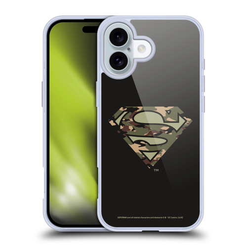Superman DC Comics Logos Camouflage Soft Gel Case for Apple iPhone 16 & MagSafe