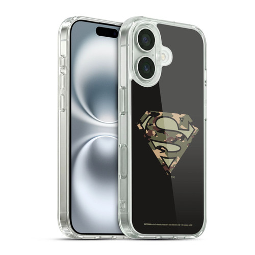 Superman DC Comics Logos Camouflage Soft Gel Case for Apple iPhone 16 & MagSafe