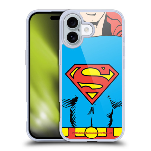Superman DC Comics Logos Classic Costume Soft Gel Case for Apple iPhone 16 & MagSafe
