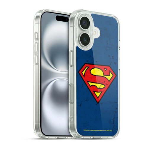 Superman DC Comics Logos Distressed Look Soft Gel Case for Apple iPhone 16 & MagSafe