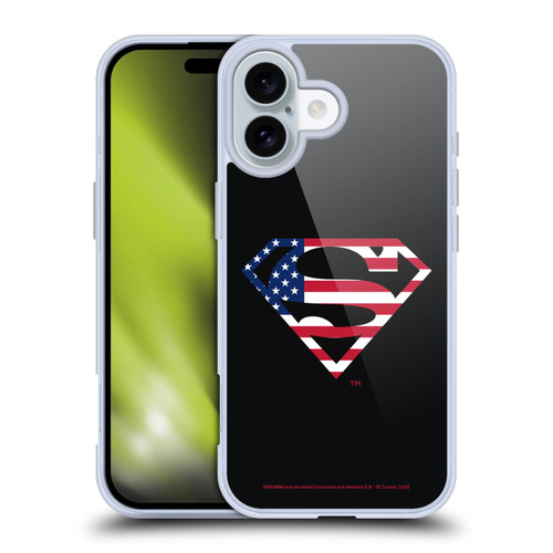 Superman DC Comics Logos U.S. Flag 2 Soft Gel Case for Apple iPhone 16