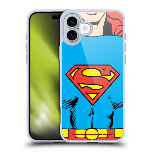 Superman DC Comics Logos Classic Costume Soft Gel Case for Apple iPhone 16 Plus & MagSafe