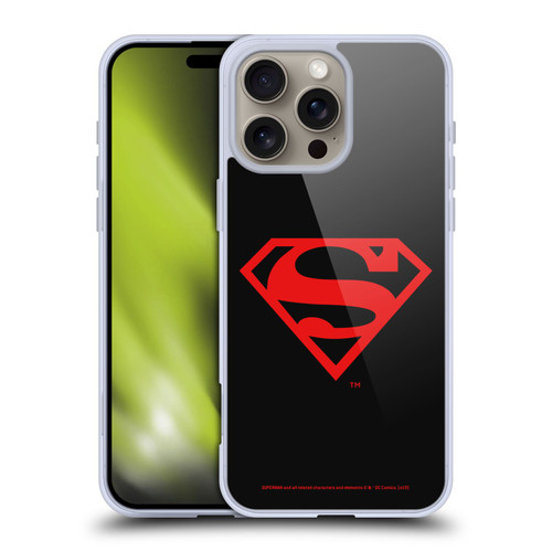 Superman DC Comics Logos Black And Red Soft Gel Case for Apple iPhone 16 Pro Max & MagSafe