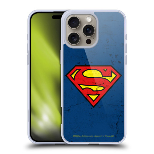 Superman DC Comics Logos Distressed Look Soft Gel Case for Apple iPhone 16 Pro Max & MagSafe