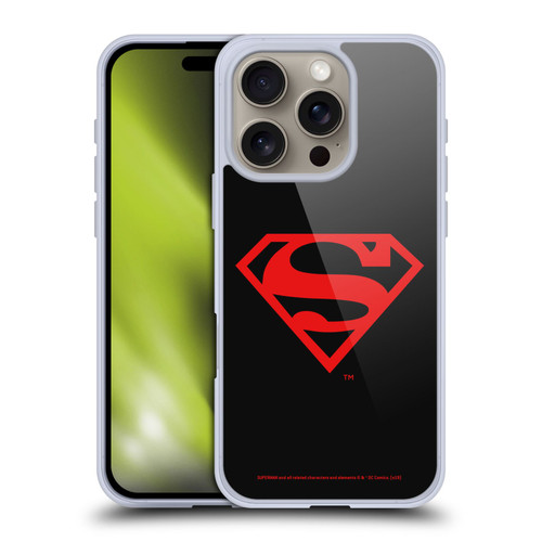 Superman DC Comics Logos Black And Red Soft Gel Case for Apple iPhone 16 Pro
