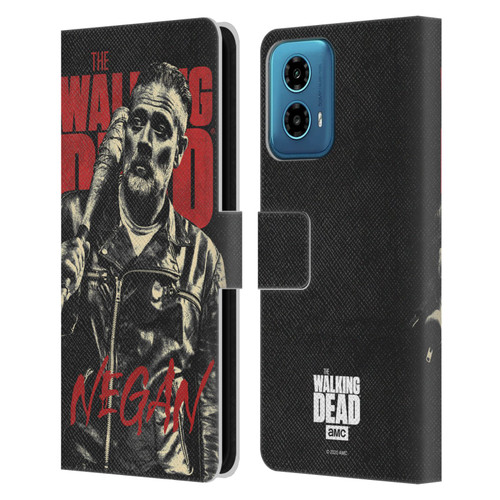 AMC The Walking Dead Season 10 Character Portraits Negan Leather Book Wallet Case Cover For Motorola Moto G34 5G