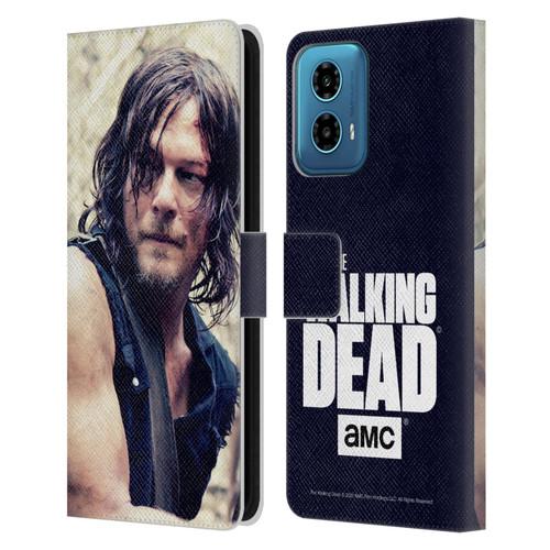 AMC The Walking Dead Daryl Dixon Half Body Leather Book Wallet Case Cover For Motorola Moto G34 5G