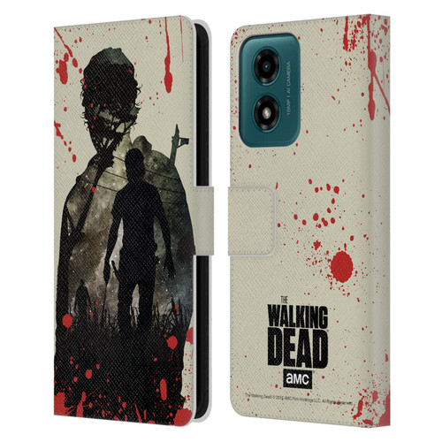 AMC The Walking Dead Silhouettes Rick Leather Book Wallet Case Cover For Motorola Moto G04/G04s/G24 4G