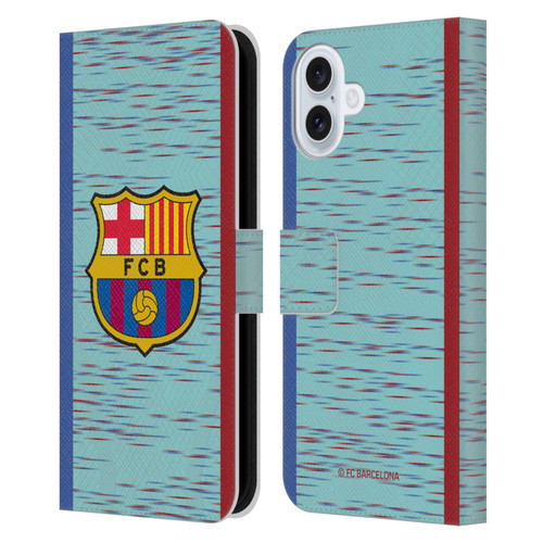 FC Barcelona 2023/24 Crest Kit Third Leather Book Wallet Case Cover For Apple iPhone 16 Plus