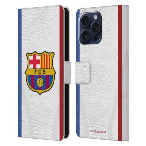 FC Barcelona 2023/24 Crest Kit Away Leather Book Wallet Case Cover For Apple iPhone 16 Pro Max