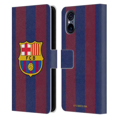 FC Barcelona 2023/24 Crest Kit Home Leather Book Wallet Case Cover For Sony Xperia 5 V 5G
