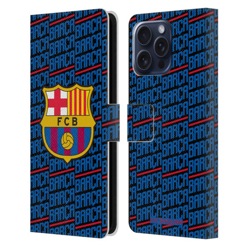 FC Barcelona Crest Patterns Barca Leather Book Wallet Case Cover For Apple iPhone 16 Pro Max