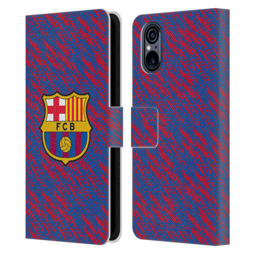 FC Barcelona Crest Patterns Glitch Leather Book Wallet Case Cover For Sony Xperia 5 V 5G