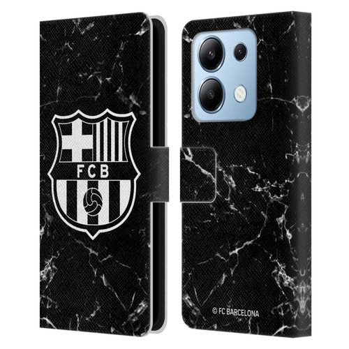 FC Barcelona Crest Patterns Black Marble Leather Book Wallet Case Cover For Xiaomi Redmi Note 13/13 Pro 5G
