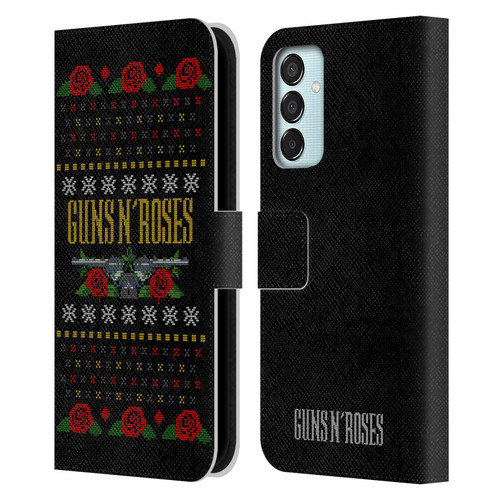 Guns N' Roses Christmas Text Logo Pistol Leather Book Wallet Case Cover For Samsung Galaxy M15/F15 5G