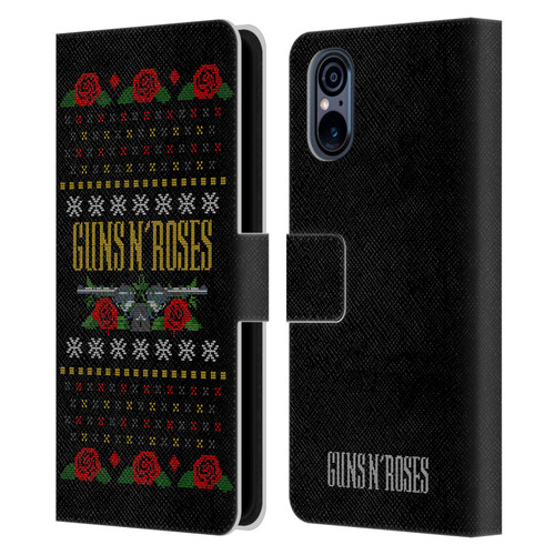 Guns N' Roses Christmas Text Logo Pistol Leather Book Wallet Case Cover For Sony Xperia 5 V 5G
