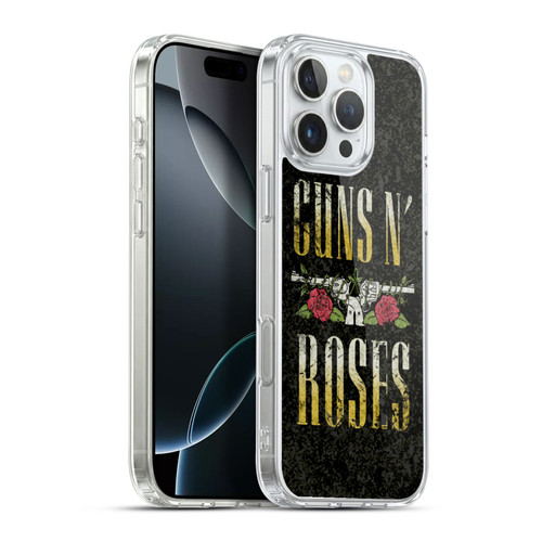 Guns N' Roses Key Art Text Logo Pistol Soft Gel Case for Apple iPhone 16 Pro Max & MagSafe
