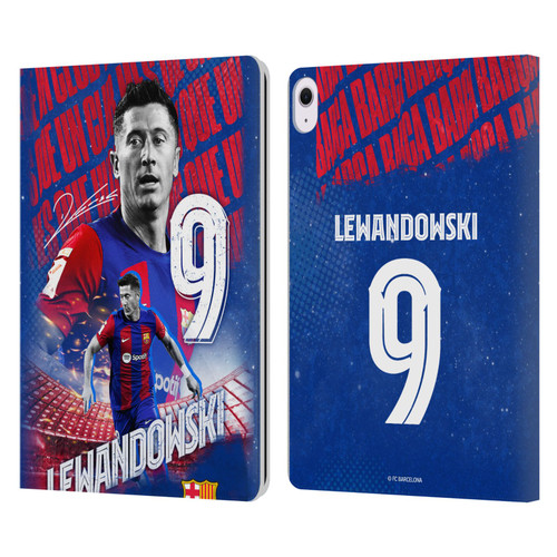 FC Barcelona 2023/24 First Team Robert Lewandowski Leather Book Wallet Case Cover For Apple iPad Air 13 2024