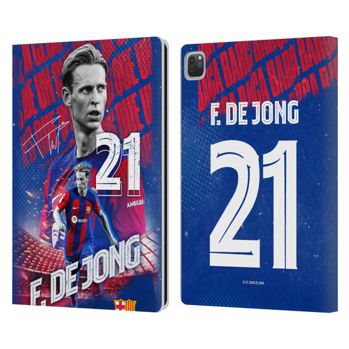 FC Barcelona 2023/24 First Team Frenkie de Jong Leather Book Wallet Case Cover For Apple iPad Pro 13 M4 2024