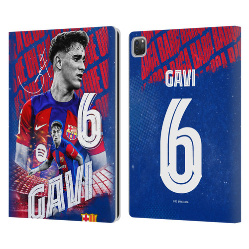 FC Barcelona 2023/24 First Team Gavi Leather Book Wallet Case Cover For Apple iPad Pro 13 M4 2024