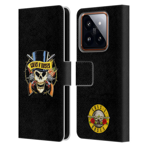 Guns N' Roses Key Art Top Hat Skull Leather Book Wallet Case Cover For Xiaomi 14