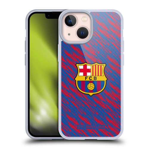 FC Barcelona Crest Patterns Glitch Soft Gel Case for Apple iPhone 13 Mini