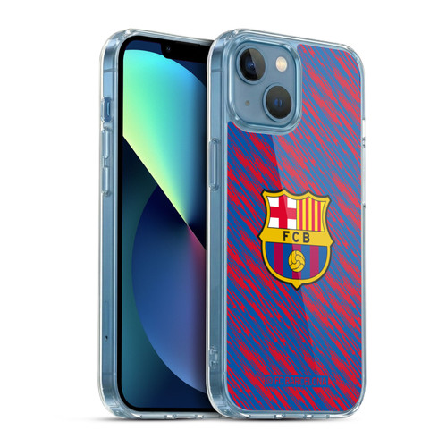 FC Barcelona Crest Patterns Glitch Soft Gel Case for Apple iPhone 13 Mini & MagSafe