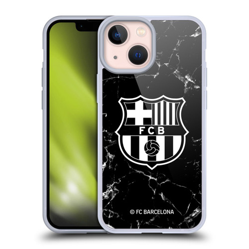 FC Barcelona Crest Patterns Black Marble Soft Gel Case for Apple iPhone 13 Mini & MagSafe