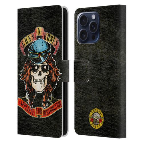 Guns N' Roses Vintage Rose Leather Book Wallet Case Cover For Apple iPhone 16 Pro Max