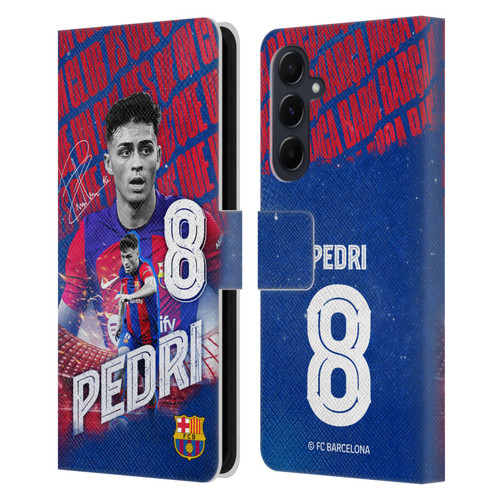 FC Barcelona 2023/24 First Team Pedri Leather Book Wallet Case Cover For Samsung Galaxy A55 5G