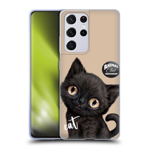 Animal Club International Faces Black Cat Soft Gel Case for Samsung Galaxy S21 Ultra 5G