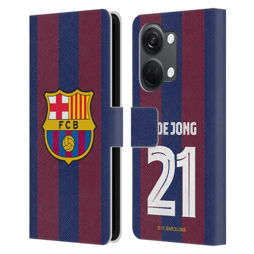 FC Barcelona 2023/24 Players Home Kit Frenkie de Jong Leather Book Wallet Case Cover For OnePlus Nord 3 5G