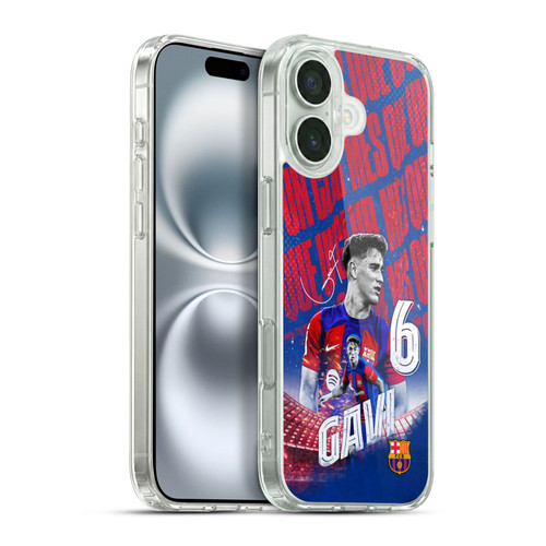 FC Barcelona 2023/24 First Team Gavi Soft Gel Case for Apple iPhone 16 Plus & MagSafe