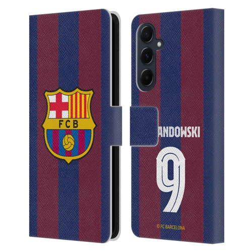 FC Barcelona 2023/24 Players Home Kit Robert Lewandowski Leather Book Wallet Case Cover For Samsung Galaxy A55 5G